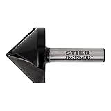 STIER Gipskartonfräser Rigipsfräser, 90° Winkel, D32 mm, 8 mm Schaft für Oberfräsen, 32 mm Durchmesser, V-Nutfräser, Schriftenfräser, Für saubere Arbeiten an Mauervorsprüngen