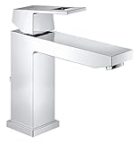 GROHE Eurocube - Einhand-Waschtischarmatur (Einlochmontage, Schnellbefestigungssystem, Flexible Anschlussschläuche, mit Temperaturbegrenzer), chrom, 23445000
