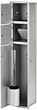 EMCO Asis 150 Unterputz-Schrankmodul für das Gäste-WC, Badezimmerschrank als Toilettenpapierhalter & Klobürstenhalter mit extra Fach, Hochschrank mit 'Push to Open'-Funktion, silber
