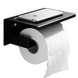 Toilettenpapierhalter mit Ablage, OIZEN Toilettenpapierrollenhalter 304 Edelstahl Klopapierhalter Zur Wandmontage für Küche und Badzimmer, Schwarz