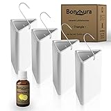 BonAura® Triangel Luftbefeuchter Heizung 4er Set - Hochwertige Keramik Heizkörper Luftbefeuchter zum aufhängen - Inklusive 10ml erfrischendem Citrus Duftöl