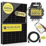 DUR-line Balkonkraftwerk 840Wp | 600W Komplettset mit bis zu 1090Wp bifazialer PV-Leistung und 10m Anschlusskabel zum Einstecken in die Steckdose - WiFi Fernüberwachung, Mini-Solaranlage, N-TOPCon