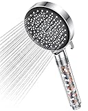 Duschkopf Wassersparend 7,5L/Min,YEAUPE Wassersparender Duschkopf mit Filter, Regendusche Duschkopf Druckerhöhend, Duschbrause mit 6 Strahlarten, Sparduschkopf(Duschkopf ohne Schlauch), Chrom
