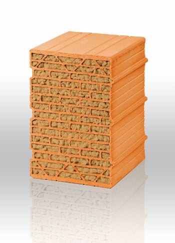 Mauerziegel mit Holzfaser-Füllung