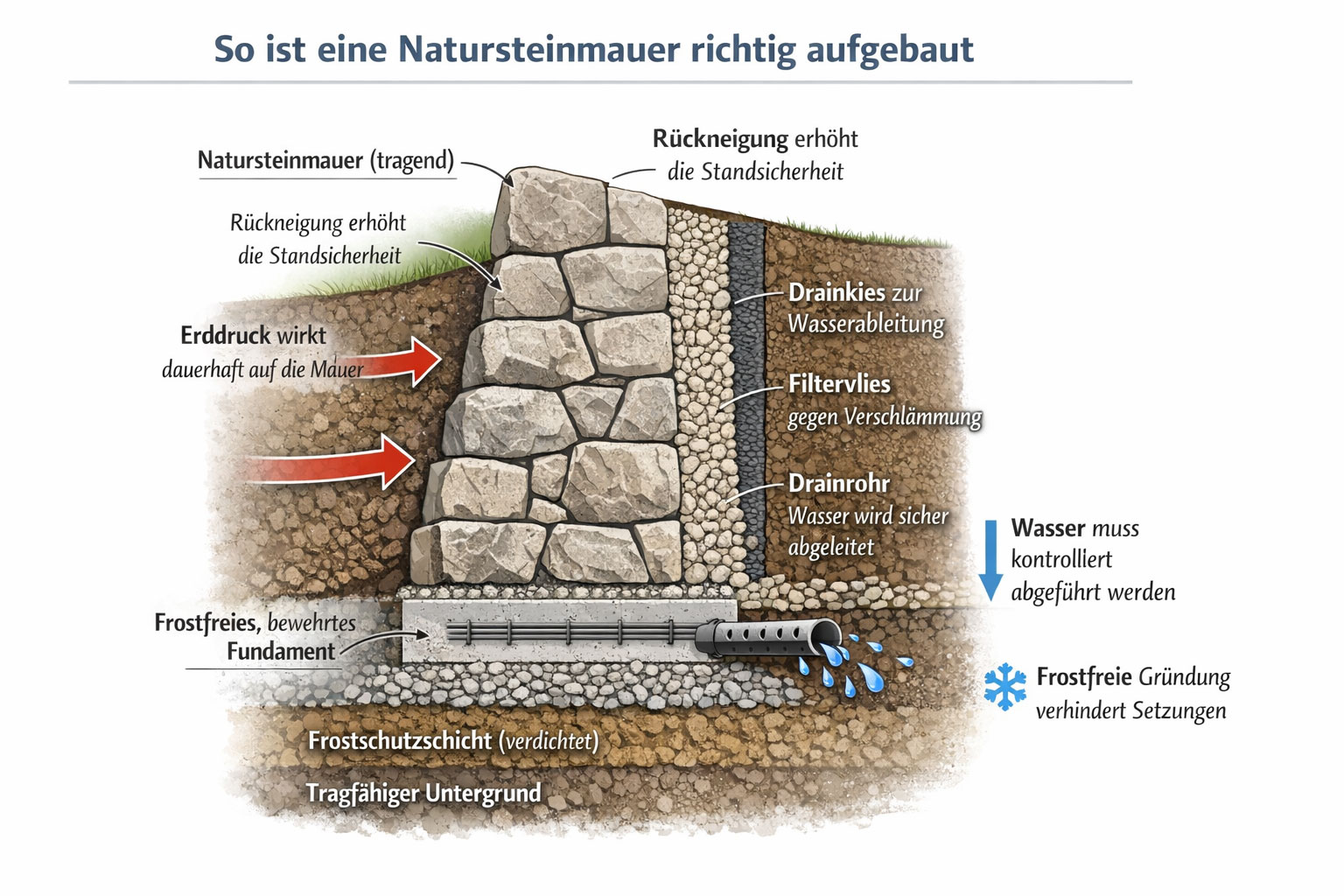 Aufbau einer Natursteinmauer