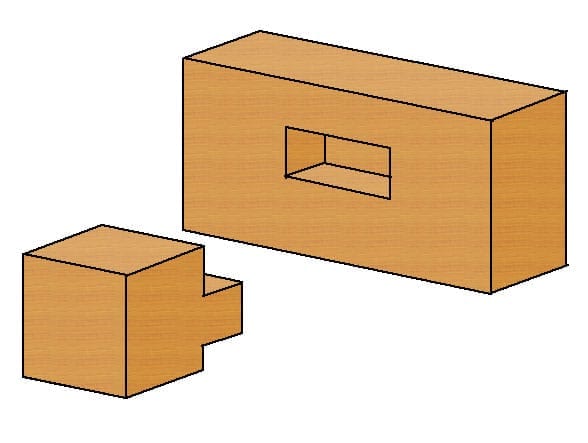 waagerechter Zapfen Holzverbindung