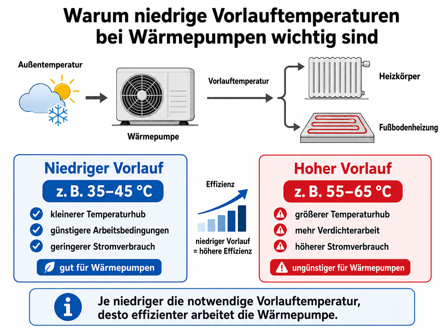 Vorlauftemperaturen bei Wärmepumpen