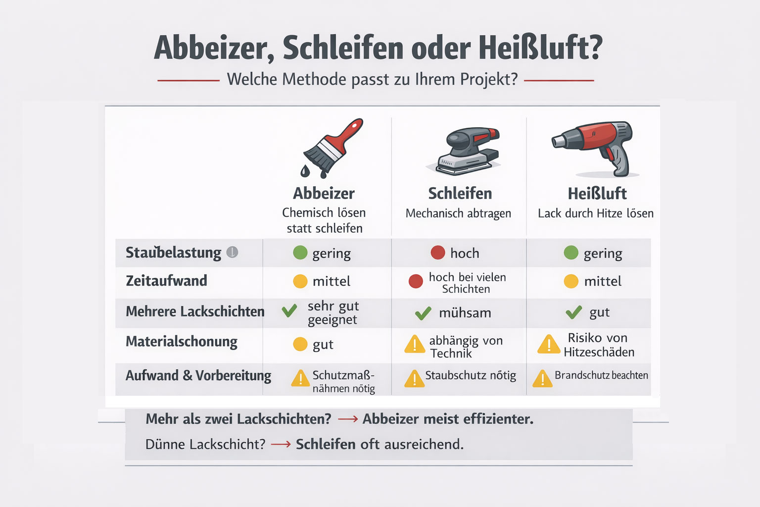 Abbeizer, Schleifen oder Hei&szlig;luft