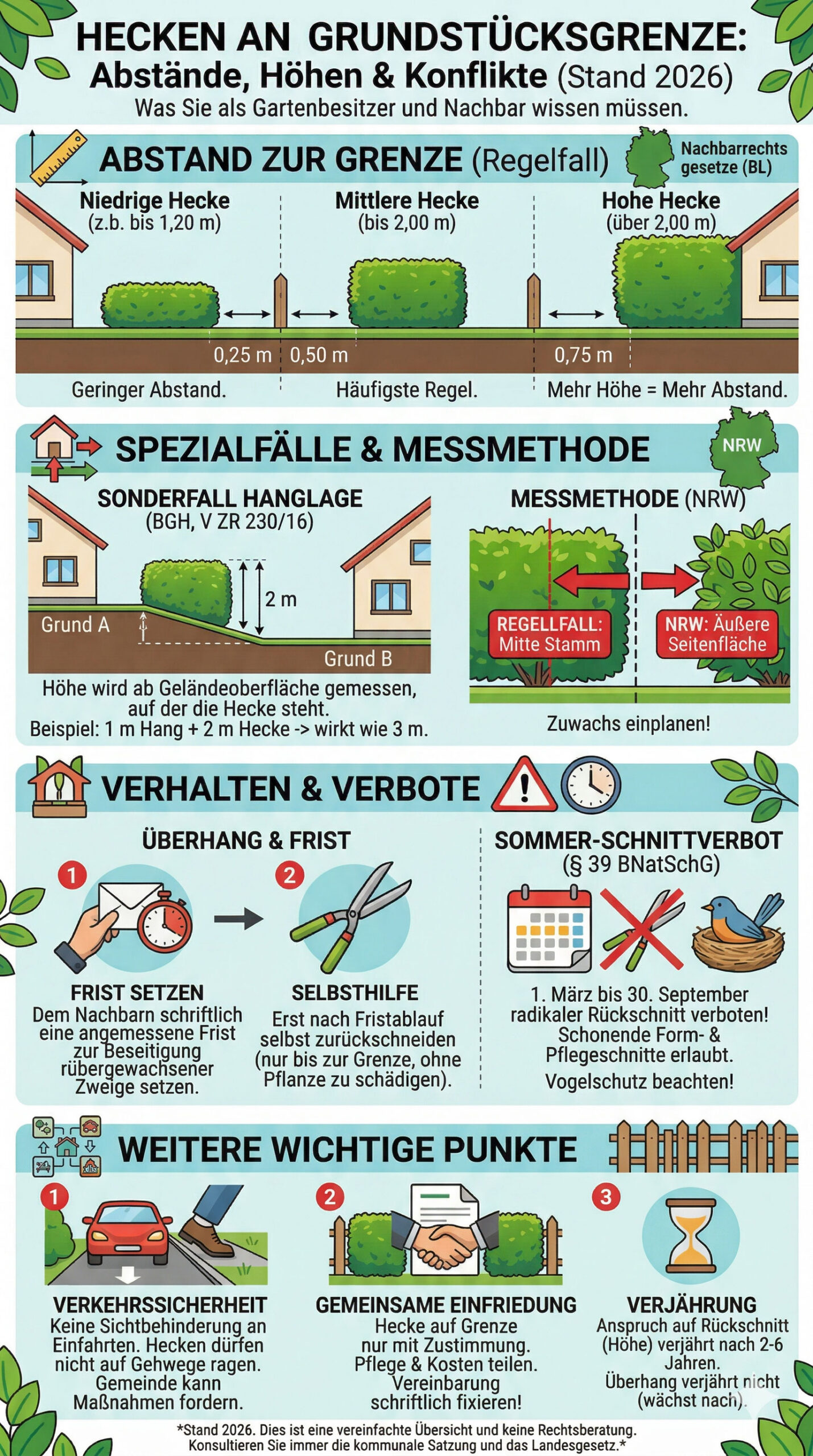 Umfassende Infografik zum deutschen Nachbarrecht f&uuml;r Hecken
