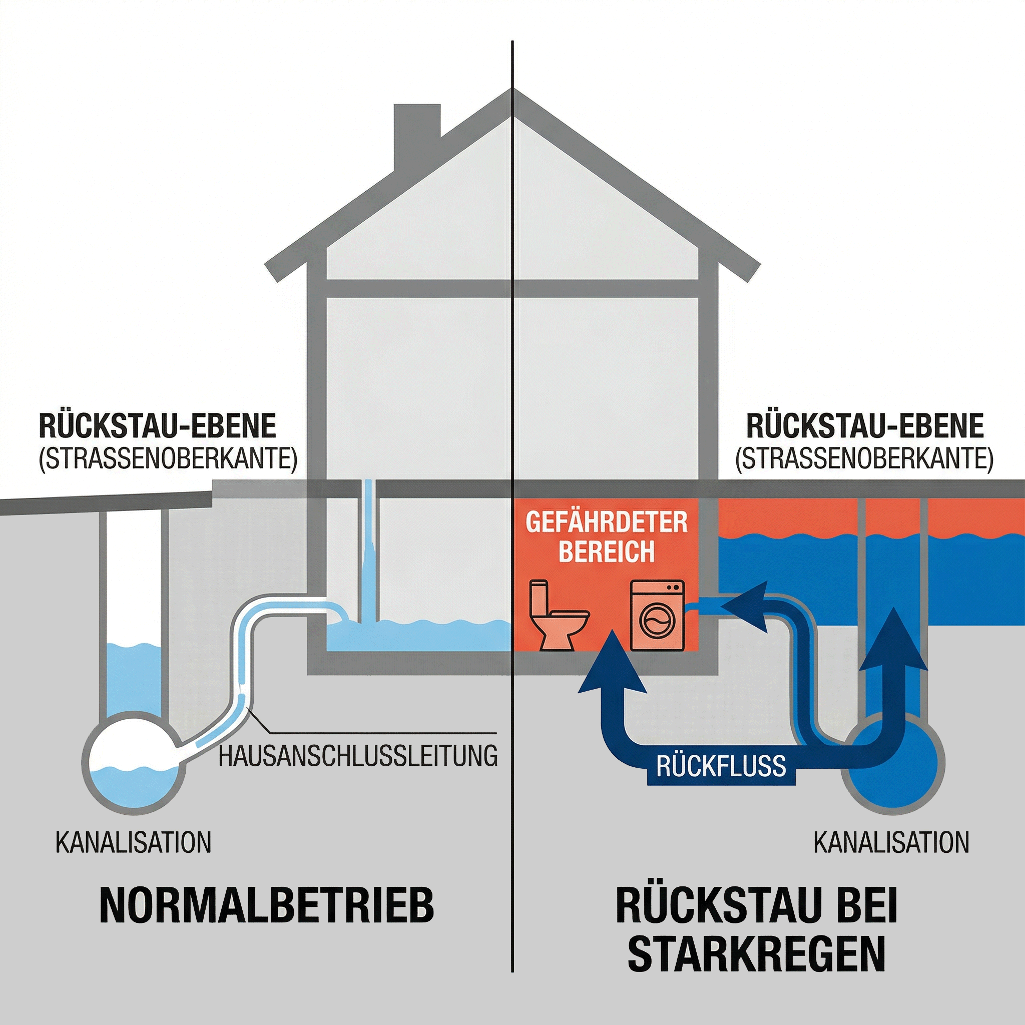 So entsteht Rückstau im Keller
