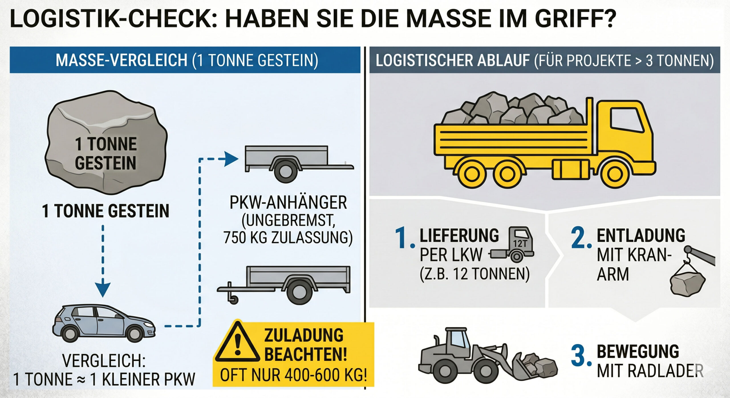 Masse der Steine f&uuml;r die Trockenmauer