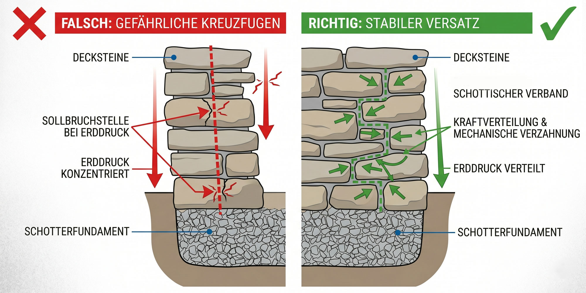 Steinverband Trockenmauer