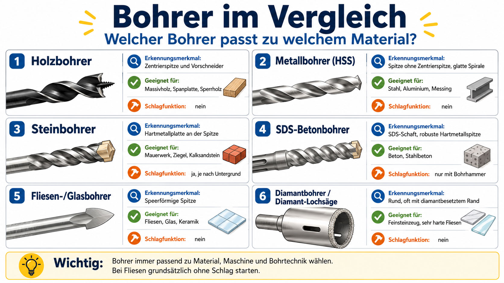 Bohrer im Vergleich