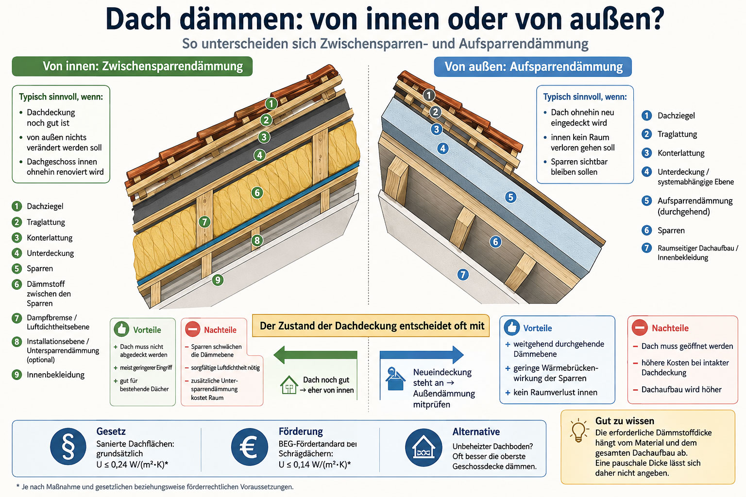 Dach von innen oder außen dämmen