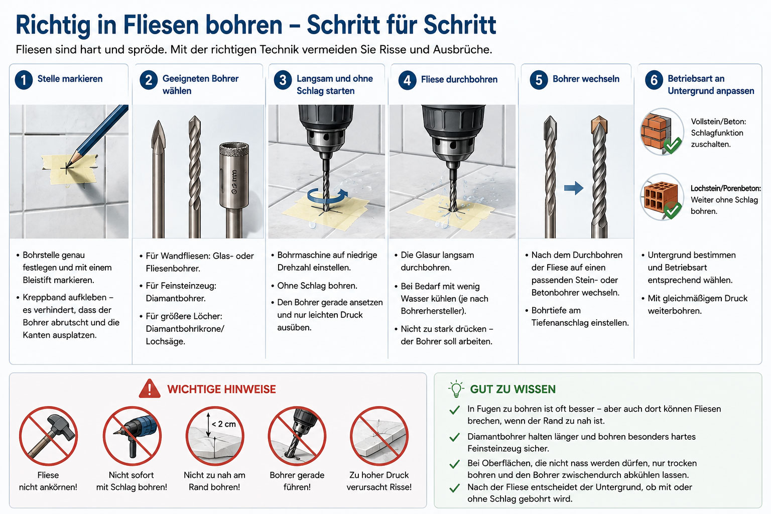 fliesen richtig bohren