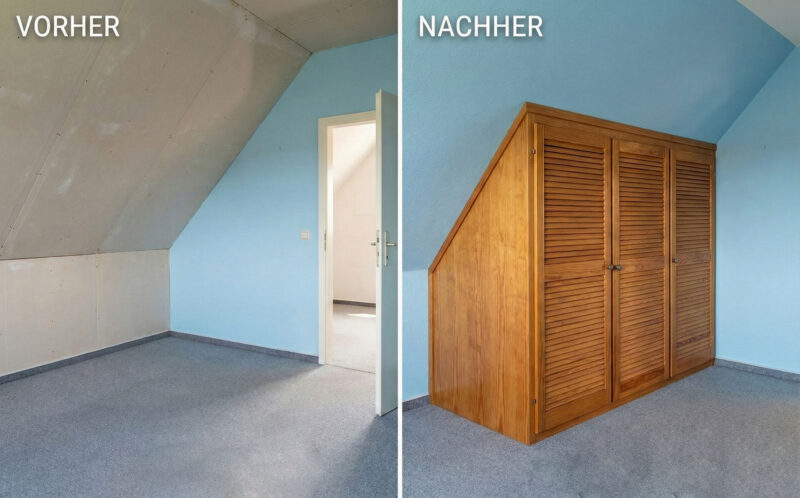 Dachschr&auml;genschrank vorher - nachher