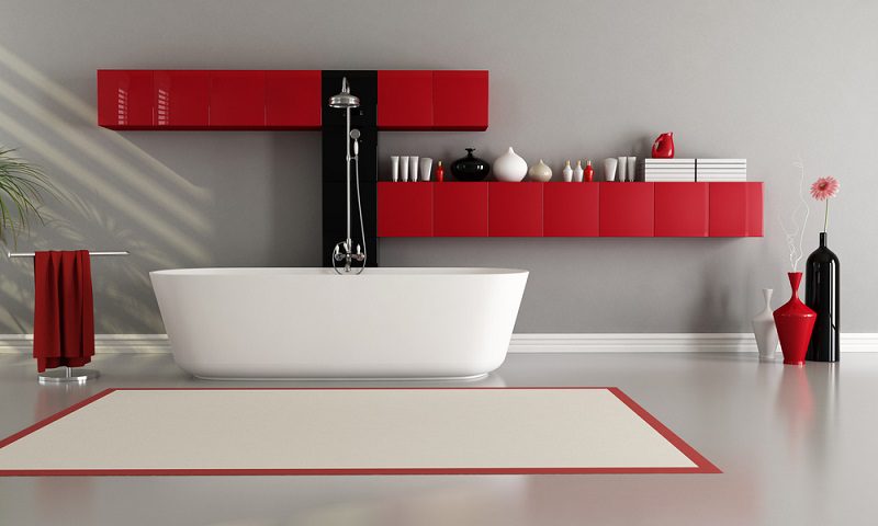 Badezimmer Schwarz Weiß Rot