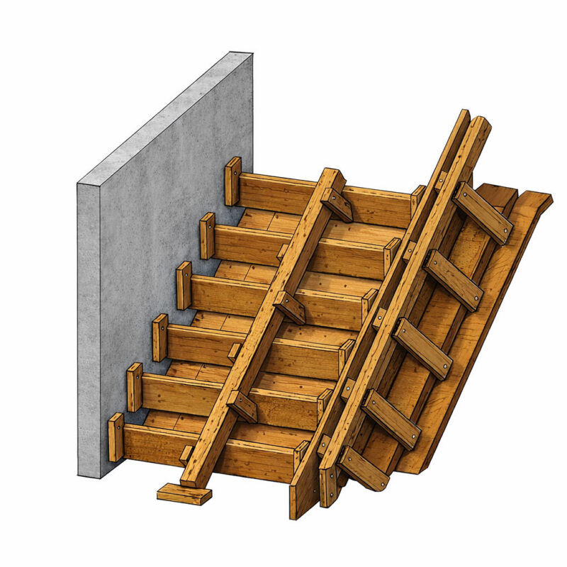 Treppe an eine Wand angeschlossen einschalen