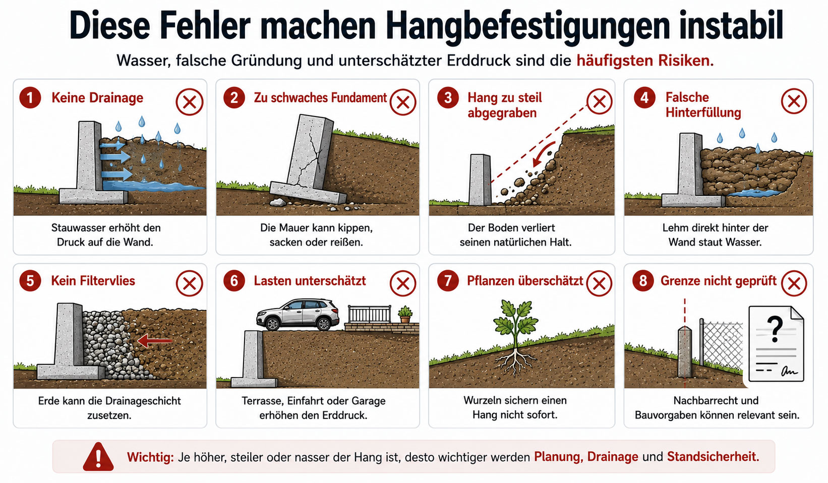 Fehler bei der Hangbefestigung
