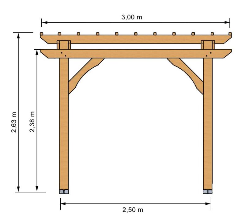 Maße der Pergola von der Seite