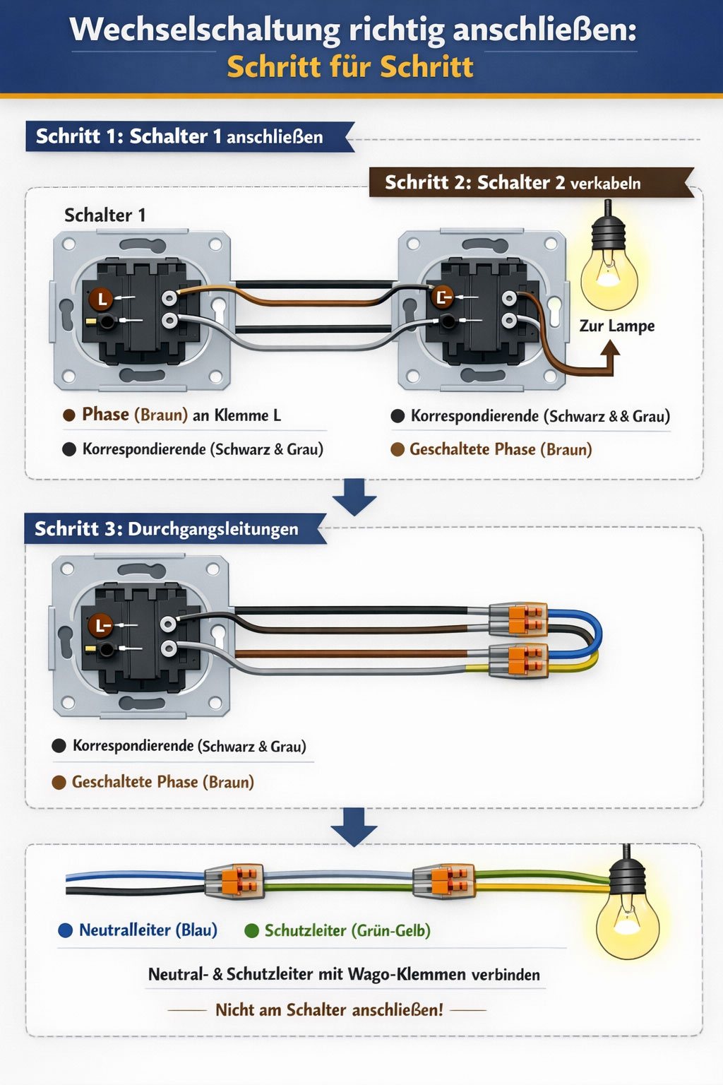 Wechselschaltung richtig anschließen