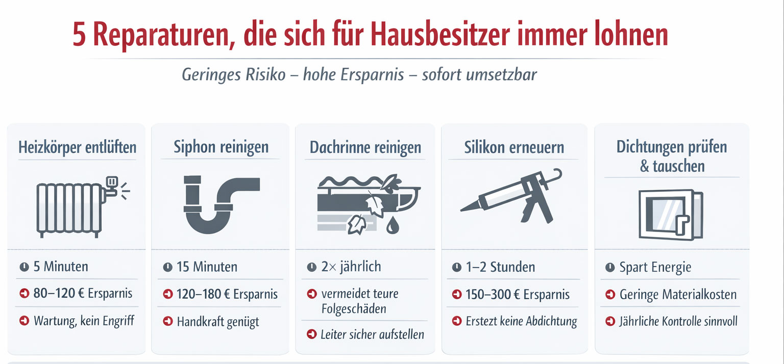 5 Reparaturen, die sich für Hausbesitzer immer lohnen