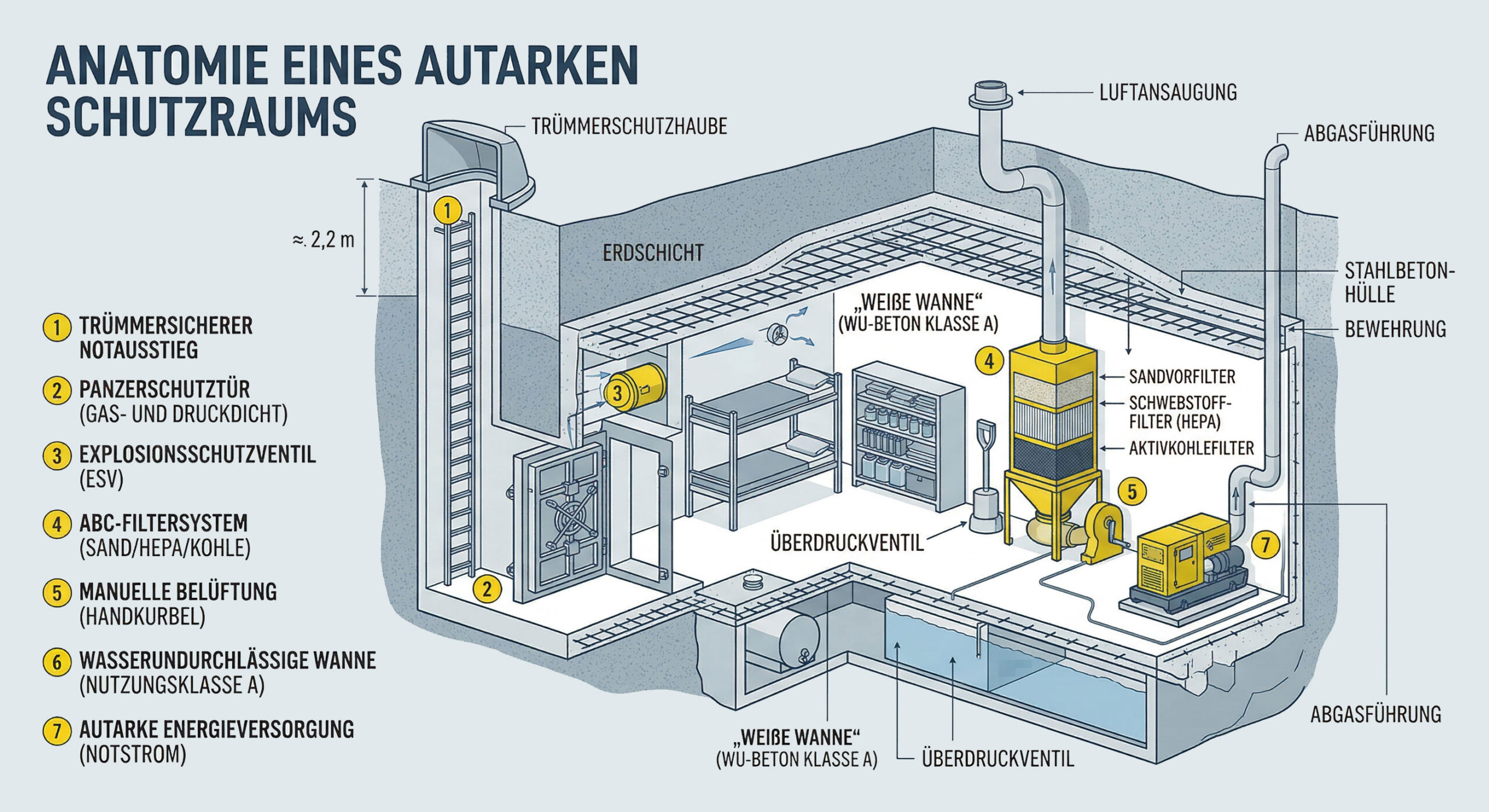 Konzept eines autarken Schutzraums