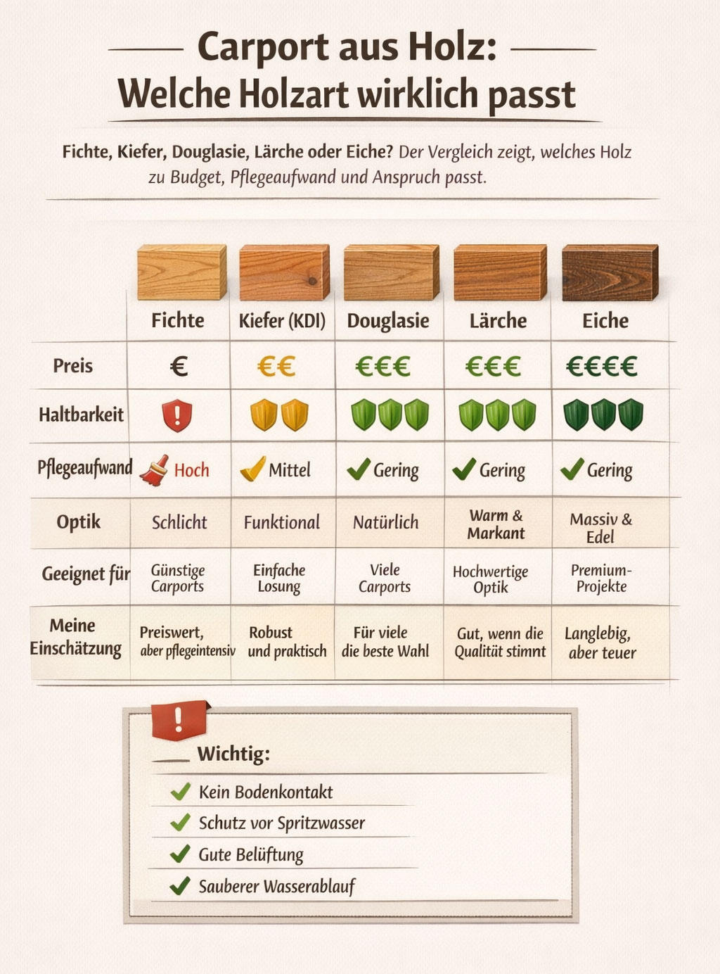 Welches Holz für den Carport