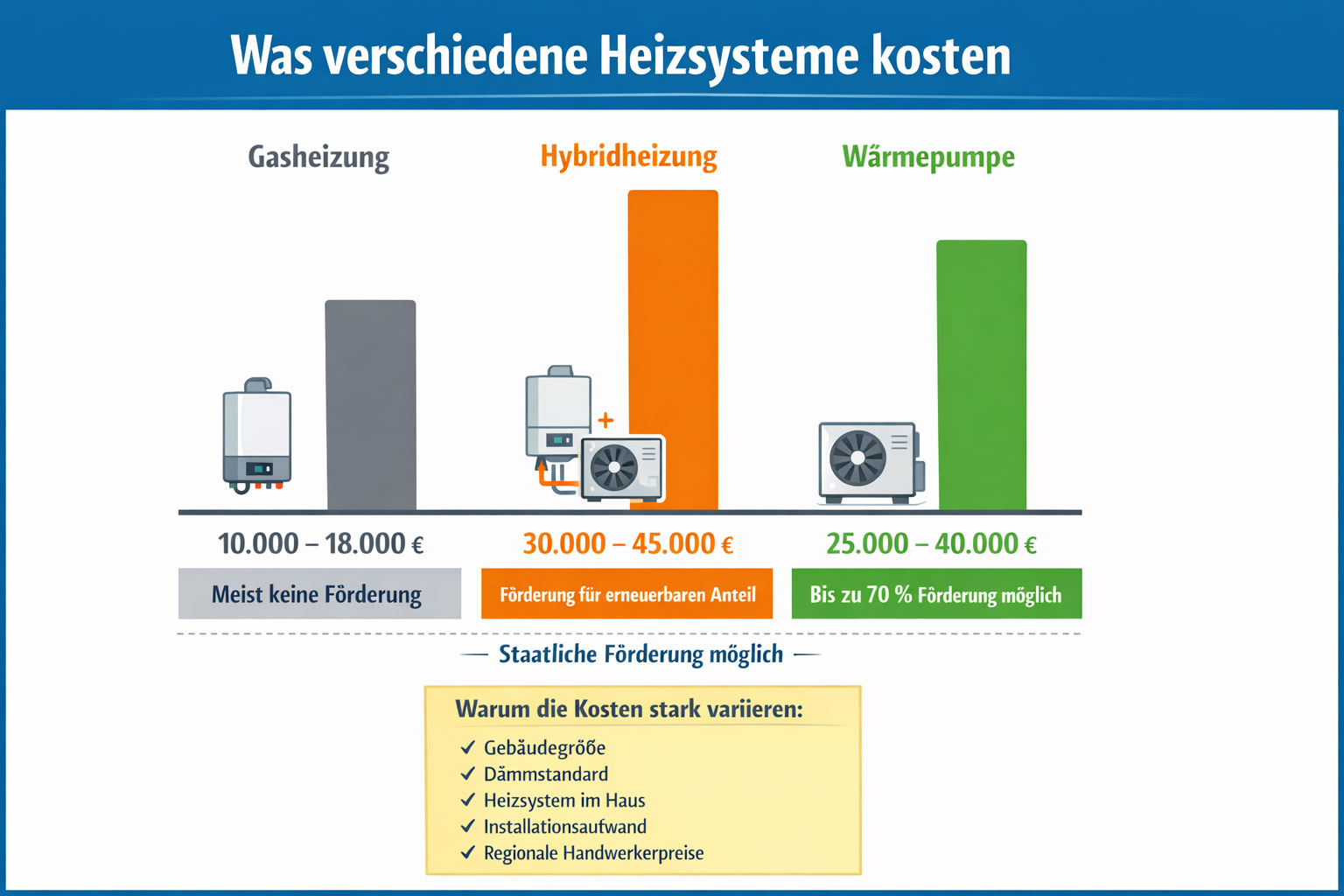 Kosten f&uuml;r verschiedene Heizysteme