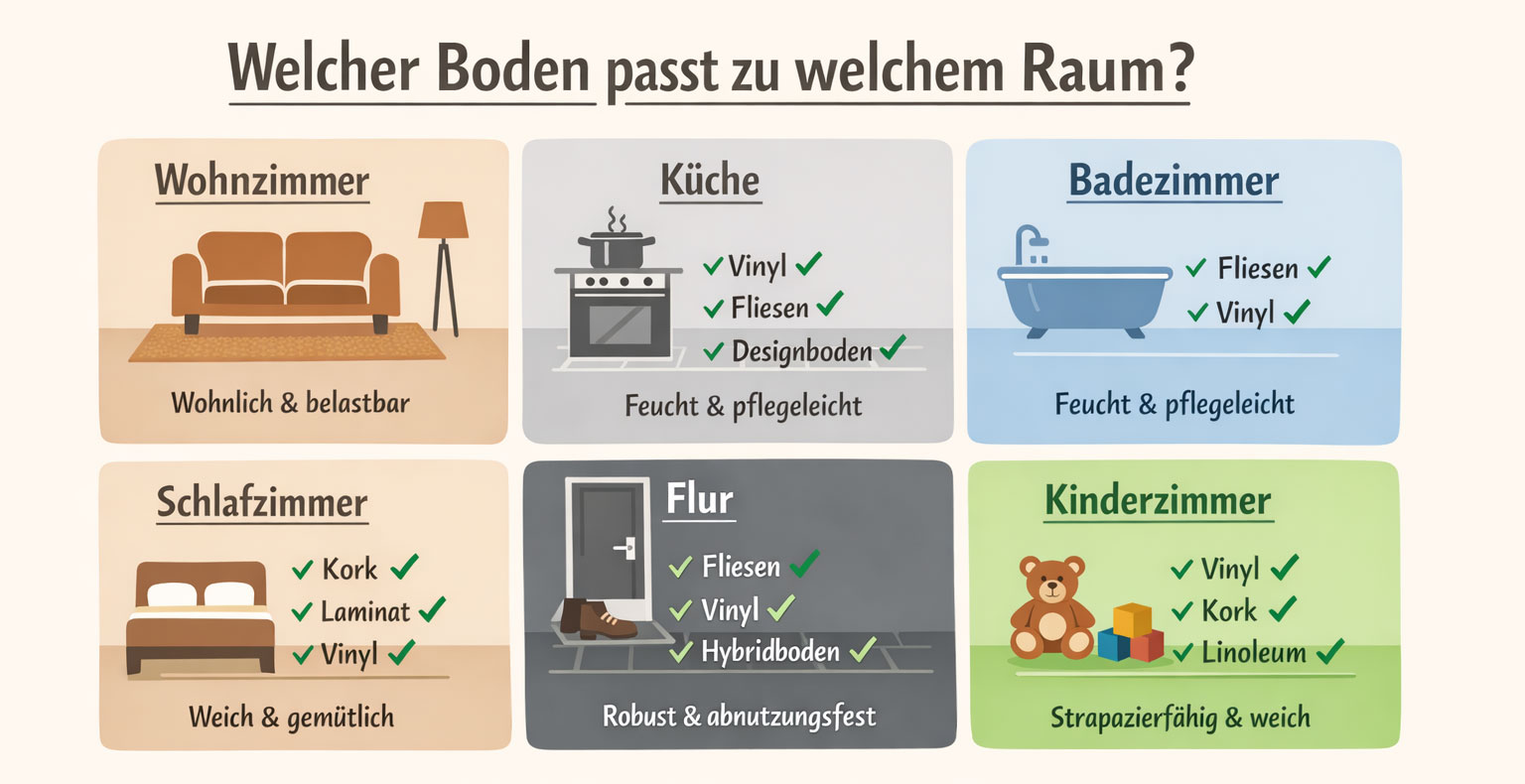 Welcher Boden passt zu welchem Raum?