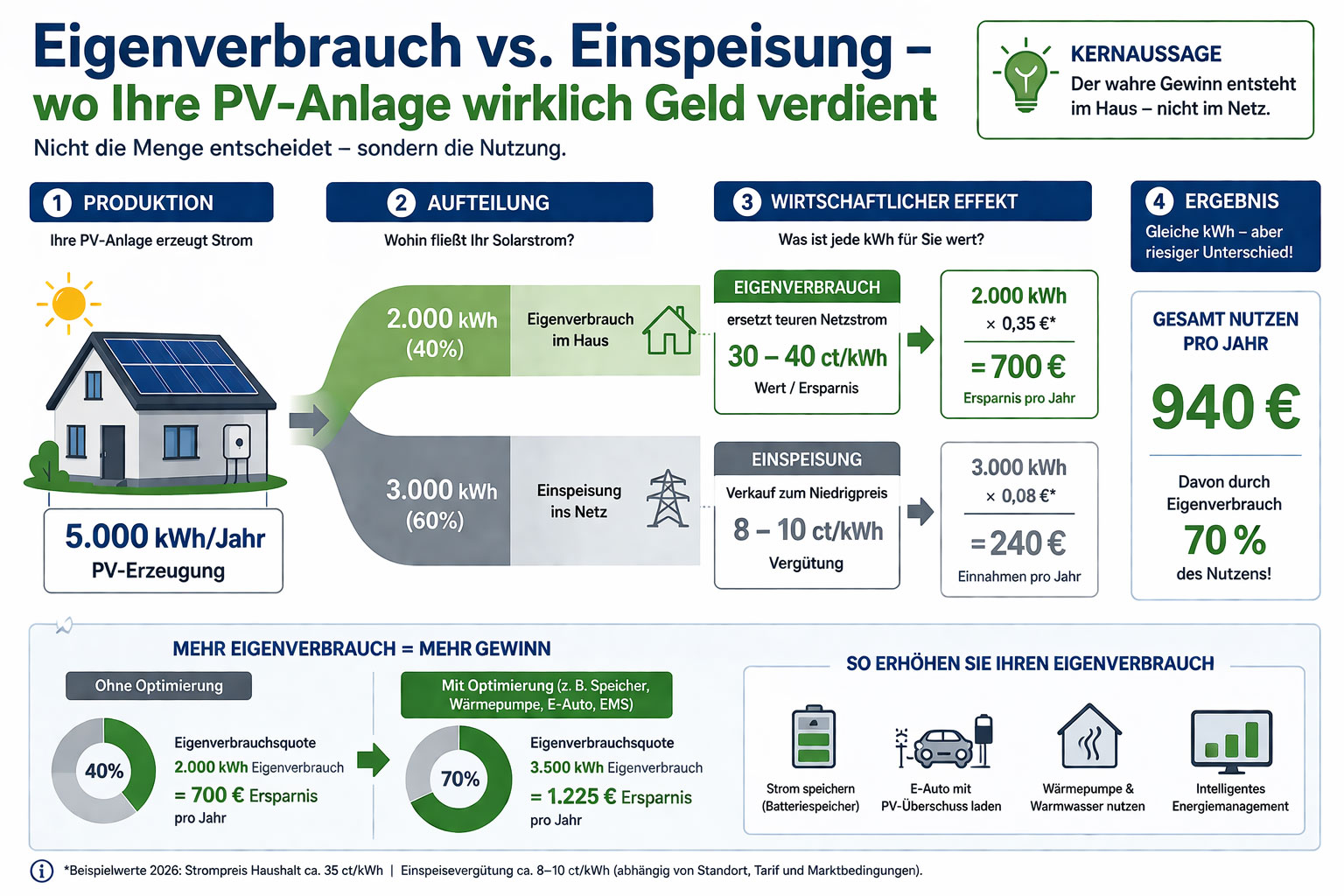 Eigenverbrauch vs. Einspeisung &ndash; wo Ihre PV-Anlage wirklich Geld verdient