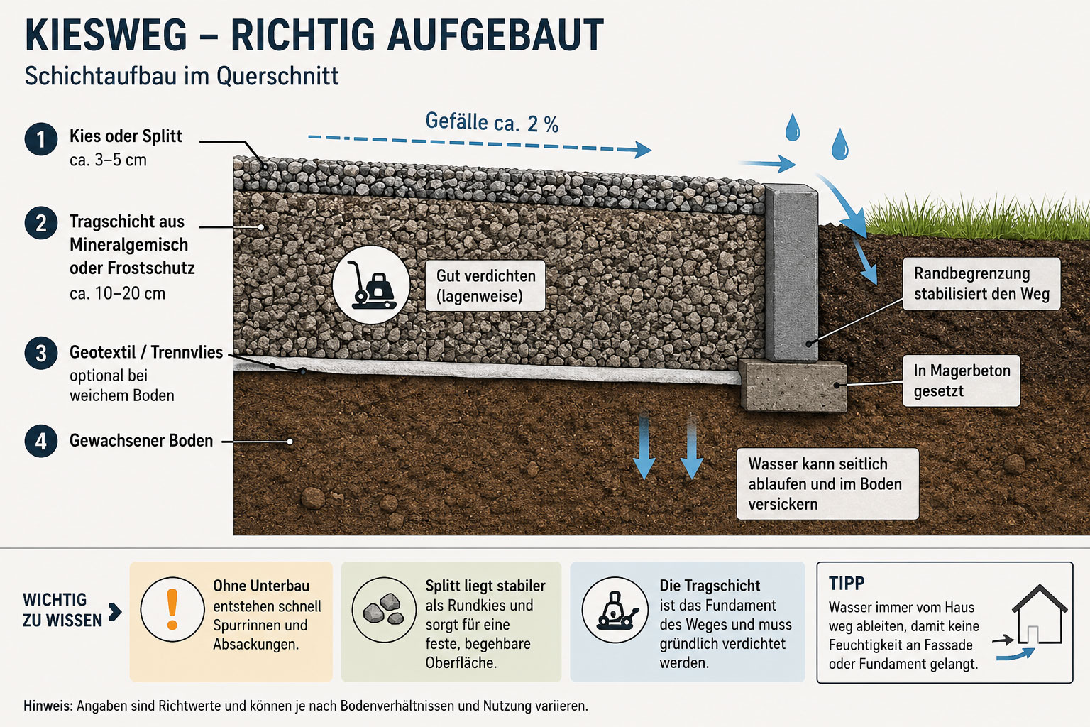 Aufbau Kiesweg