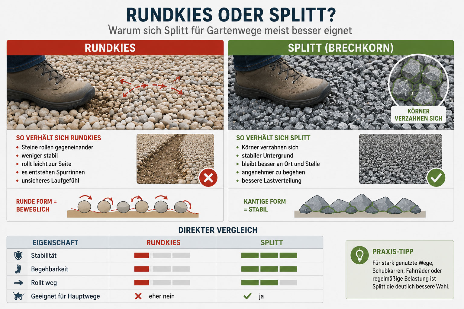 Rundkies oder Splitt f&uuml;r den Kiesweg