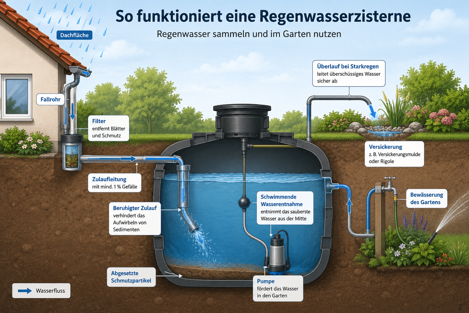 Funktionsweise einer Regenwasserzisterne