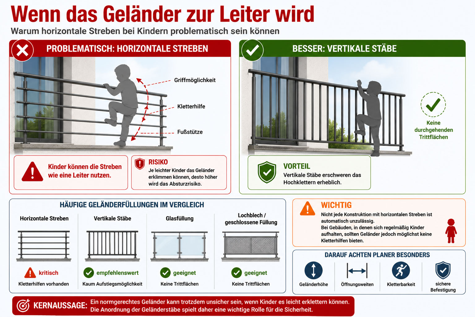 Gefahren bei Gel&auml;nder