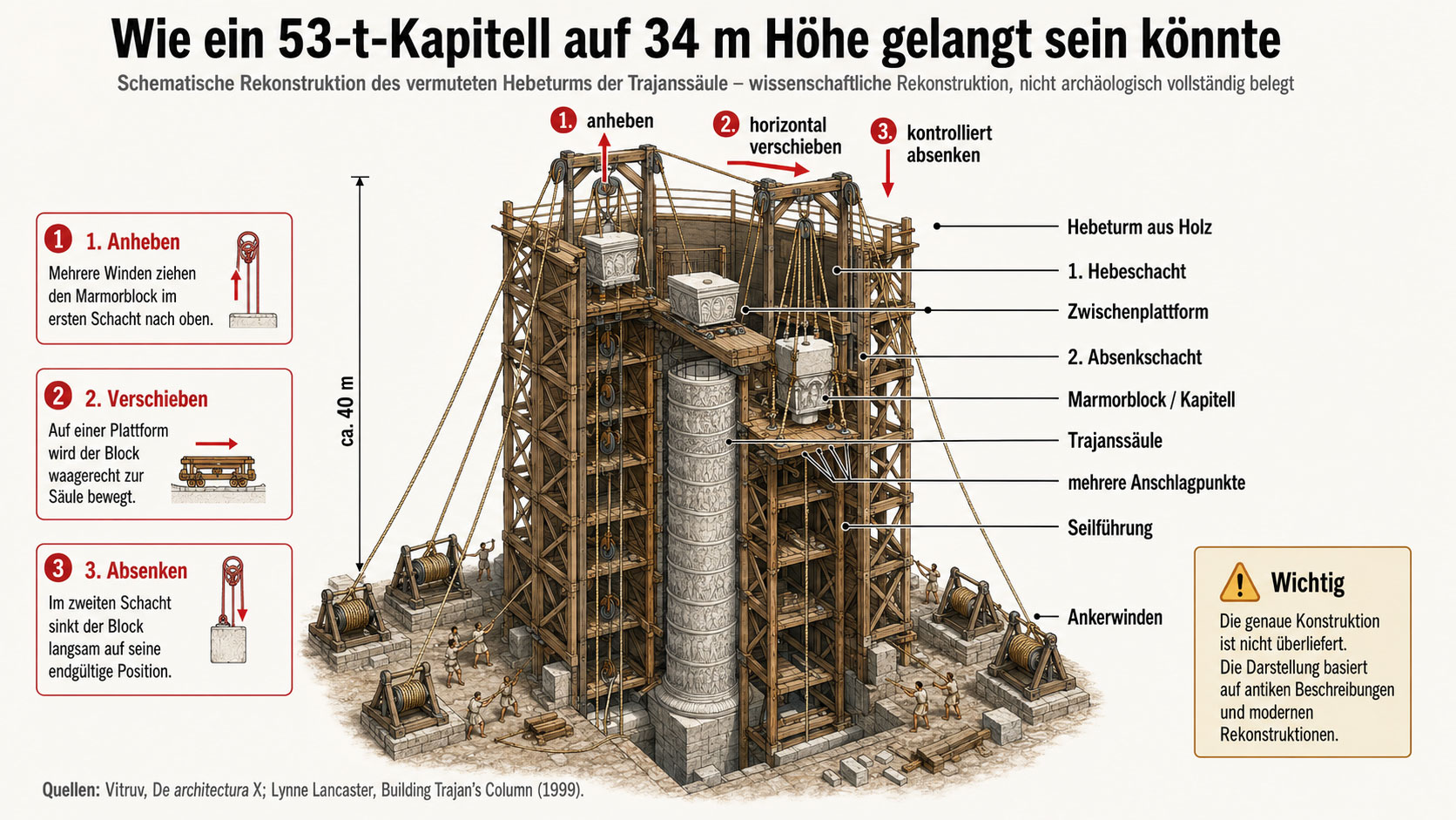 Hebeturm für die Trajanssäule