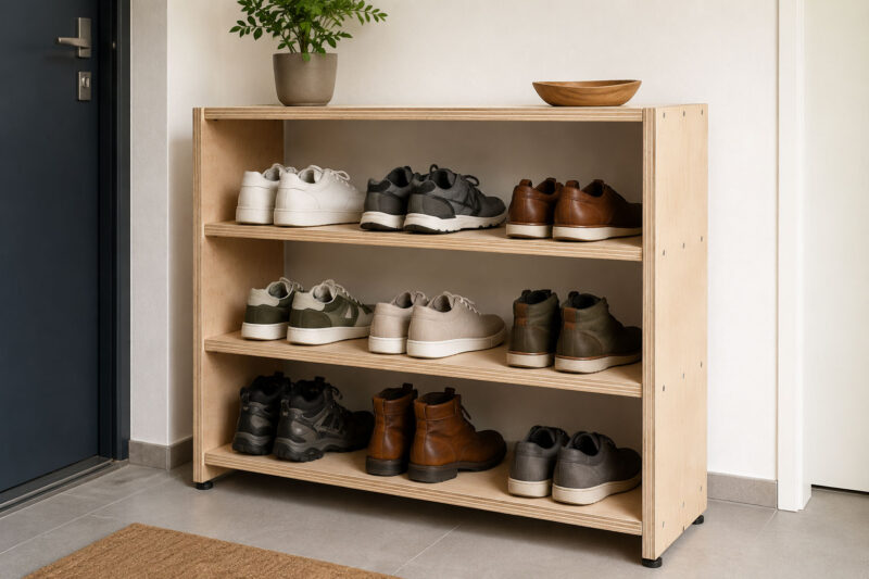 Schuhregal aus Birken-Multiplex