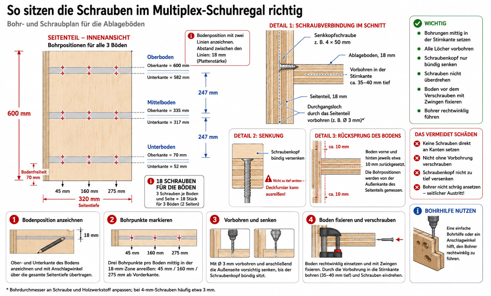 Schuhregal verschrauben