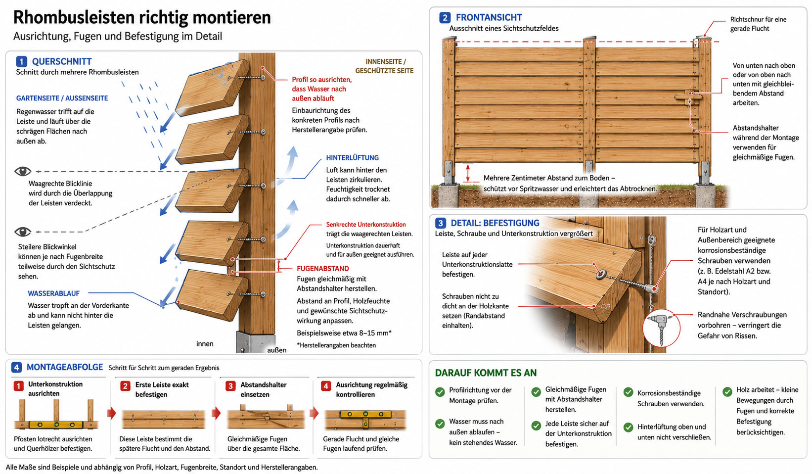 Rhombusleisten richtig montieren