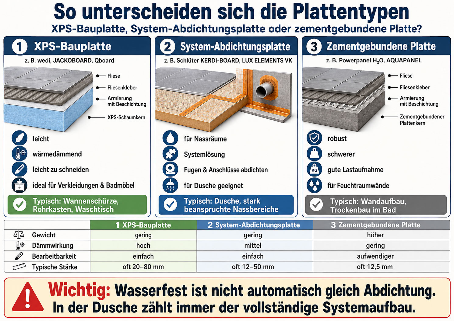 Bauplatten Unterschiede