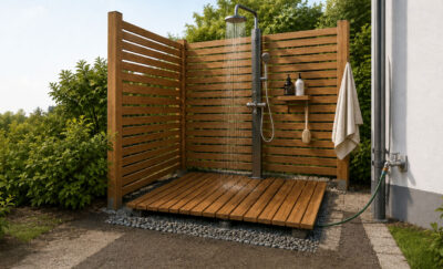 Gartendusche selber bauen: Boden, Ablauf und Sichtschutz richtig lösen gartendusche