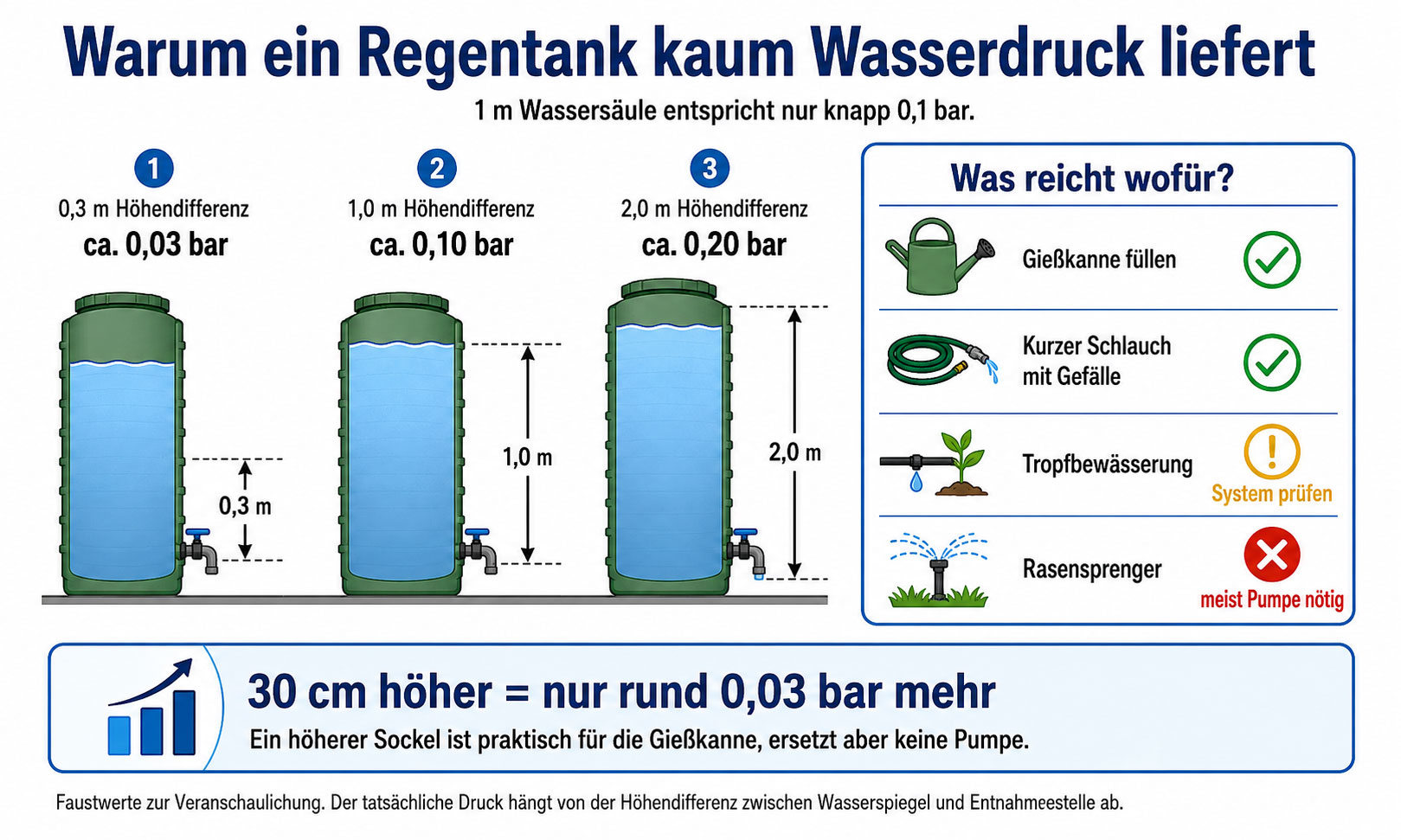 Regentank Wasserdruck